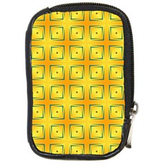 Green Plaid Gold Background Compact Camera Leather Case by HermanTelo