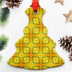 Green Plaid Gold Background Christmas Tree Ornament (Two Sides) Front