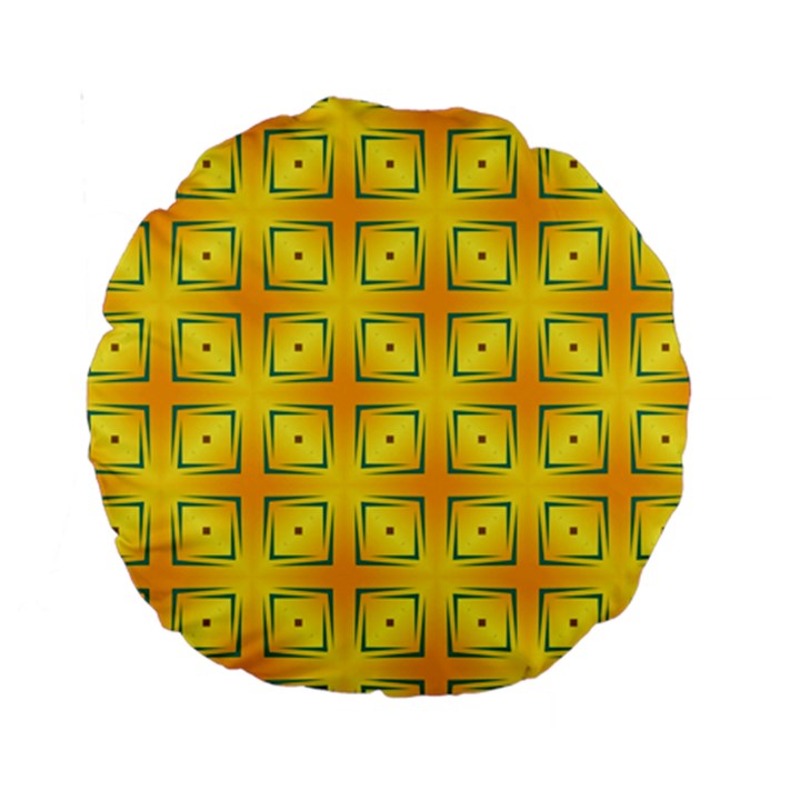 Green Plaid Gold Background Standard 15  Premium Round Cushions