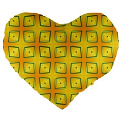 Green Plaid Gold Background Large 19  Premium Heart Shape Cushions