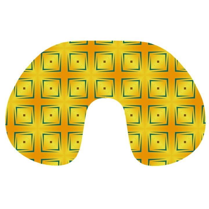 Green Plaid Gold Background Travel Neck Pillow