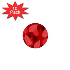 Leaf Design Leaf Background Red 1  Mini Buttons (10 Pack)  by Pakrebo