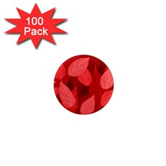 Leaf Design Leaf Background Red 1  Mini Magnets (100 Pack)  by Pakrebo