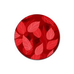 Leaf Design Leaf Background Red Rubber Coaster (round)  by Pakrebo