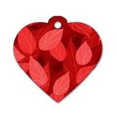 Leaf Design Leaf Background Red Dog Tag Heart (two Sides) by Pakrebo