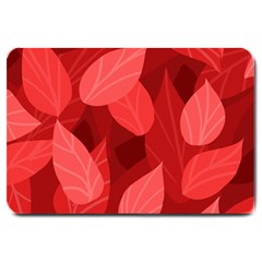 Leaf Design Leaf Background Red Large Doormat  by Pakrebo