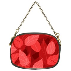 Leaf Design Leaf Background Red Chain Purse (one Side) by Pakrebo