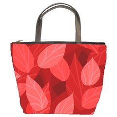 Leaf Design Leaf Background Red Bucket Bag by Pakrebo