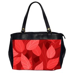 Leaf Design Leaf Background Red Oversize Office Handbag (2 Sides) by Pakrebo