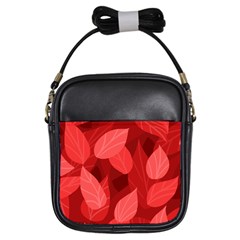 Leaf Design Leaf Background Red Girls Sling Bag by Pakrebo