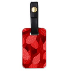 Leaf Design Leaf Background Red Luggage Tag (one Side) by Pakrebo