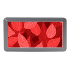 Leaf Design Leaf Background Red Memory Card Reader (mini) by Pakrebo