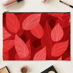 Leaf Design Leaf Background Red Cosmetic Bag (xxxl) by Pakrebo