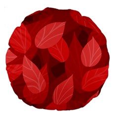 Leaf Design Leaf Background Red Large 18  Premium Round Cushions by Pakrebo