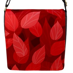 Leaf Design Leaf Background Red Flap Closure Messenger Bag (s) by Pakrebo