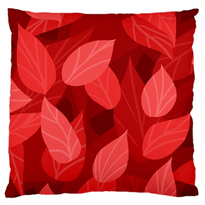 Leaf Design Leaf Background Red Large Flano Cushion Case (Two Sides)