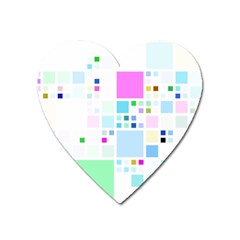 Square Colorful Pattern Geometric Heart Magnet by Pakrebo