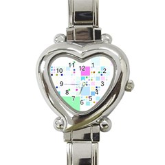 Square Colorful Pattern Geometric Heart Italian Charm Watch by Pakrebo