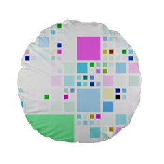 Square Colorful Pattern Geometric Standard 15  Premium Round Cushions by Pakrebo