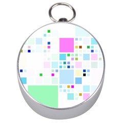 Square Colorful Pattern Geometric Silver Compasses by Pakrebo