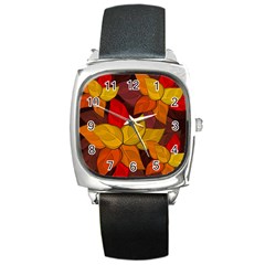 Flower Background Flower Design Square Metal Watch by Pakrebo