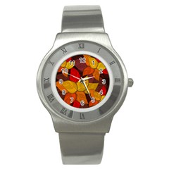 Flower Background Flower Design Stainless Steel Watch by Pakrebo