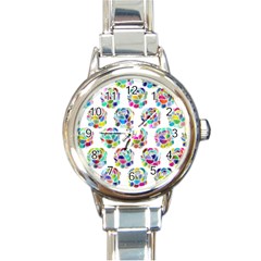 Flowers Floral Pattern Decorative Round Italian Charm Watch by Pakrebo