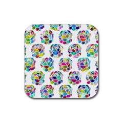 Flowers Floral Pattern Decorative Rubber Coaster (square)  by Pakrebo