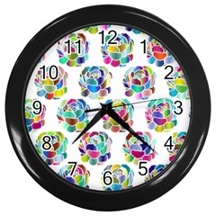 Flowers Floral Pattern Decorative Wall Clock (black) by Pakrebo