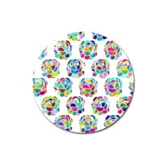 Flowers Floral Pattern Decorative Magnet 3  (round) by Pakrebo