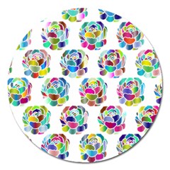 Flowers Floral Pattern Decorative Magnet 5  (round) by Pakrebo