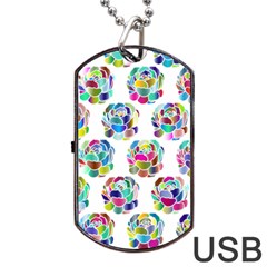 Flowers Floral Pattern Decorative Dog Tag Usb Flash (one Side) by Pakrebo