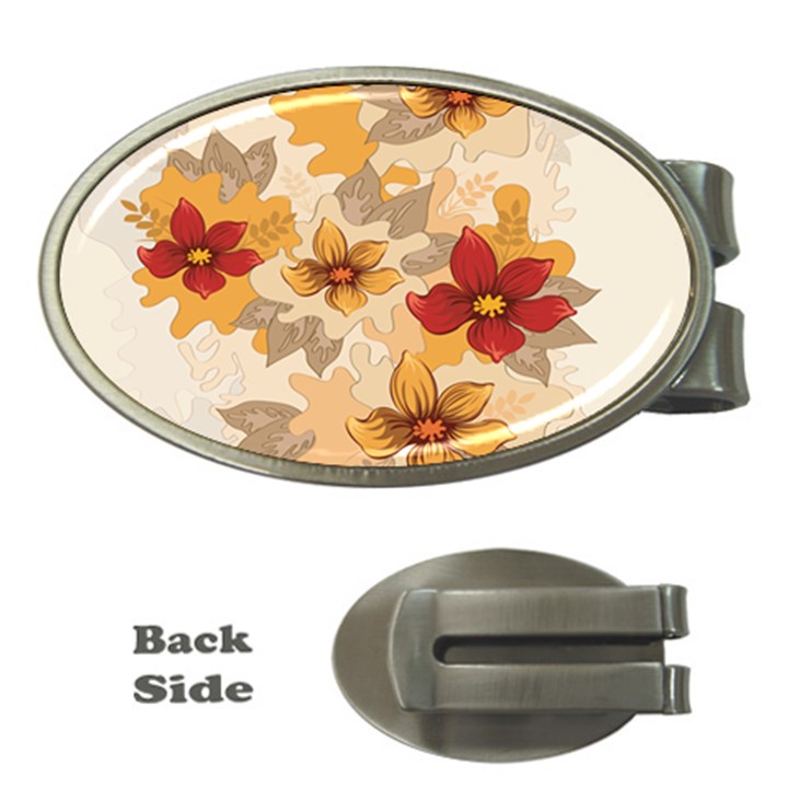 Flower Vector Background Money Clips (Oval) 