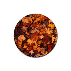 Fall Foliage Autumn Leaves October Rubber Coaster (round)  by Pakrebo