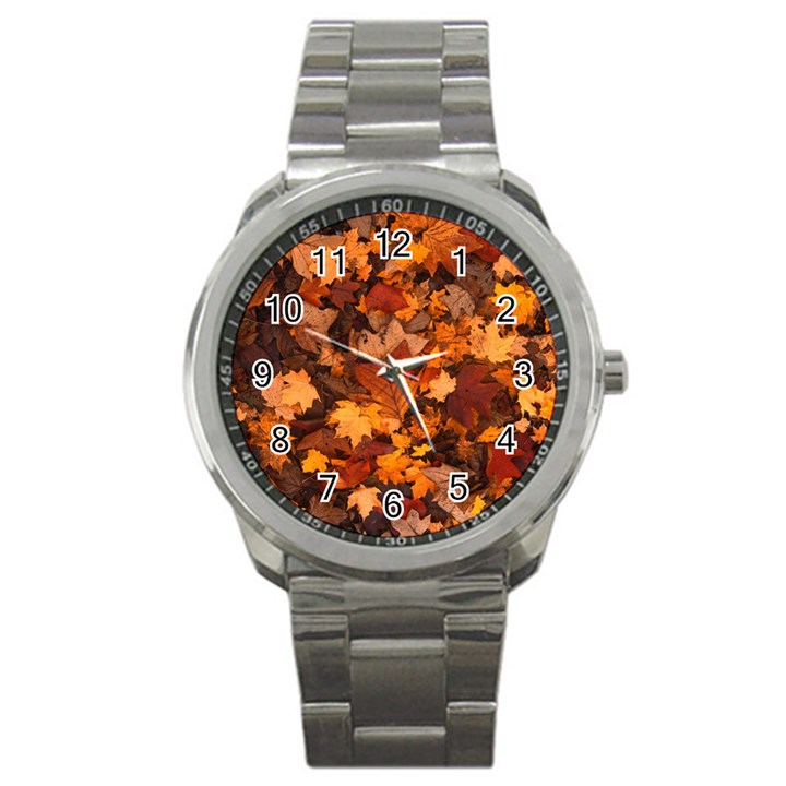 Fall Foliage Autumn Leaves October Sport Metal Watch