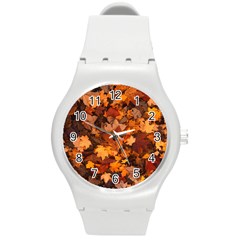 Fall Foliage Autumn Leaves October Round Plastic Sport Watch (m) by Pakrebo