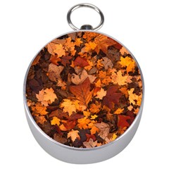 Fall Foliage Autumn Leaves October Silver Compasses by Pakrebo