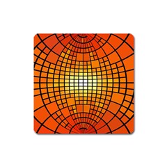 Pattern Background Rings Circle Orange Square Magnet by Pakrebo