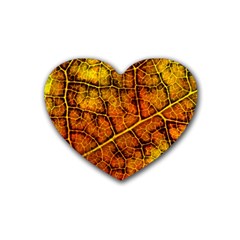 Autumn Leaves Forest Fall Color Heart Coaster (4 Pack)  by Pakrebo