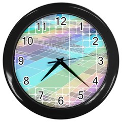 Abstract Lines Perspective Plan Wall Clock (black) by Pakrebo