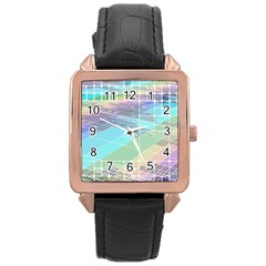 Abstract Lines Perspective Plan Rose Gold Leather Watch  by Pakrebo