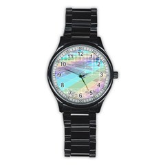 Abstract Lines Perspective Plan Stainless Steel Round Watch