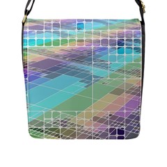 Abstract Lines Perspective Plan Flap Closure Messenger Bag (l) by Pakrebo