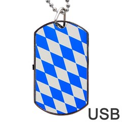 Pattern Geometric Wallpaper White Blue Dog Tag Usb Flash (one Side) by Pakrebo