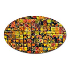 Color Abstract Artifact Pixel Oval Magnet by Pakrebo