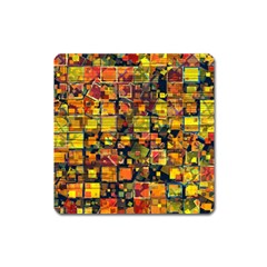 Color Abstract Artifact Pixel Square Magnet by Pakrebo