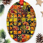 Color Abstract Artifact Pixel Oval Ornament (Two Sides) Back