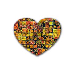 Color Abstract Artifact Pixel Rubber Coaster (heart) 