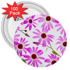 Pink Purple Daisies Design Flowers 3  Buttons (100 Pack)  by Pakrebo