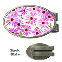 Pink Purple Daisies Design Flowers Money Clips (oval) 